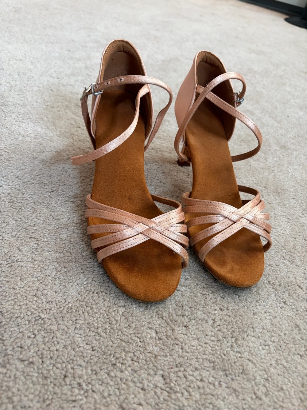 Women's Strappy Metallic Nude ballroom shoes
